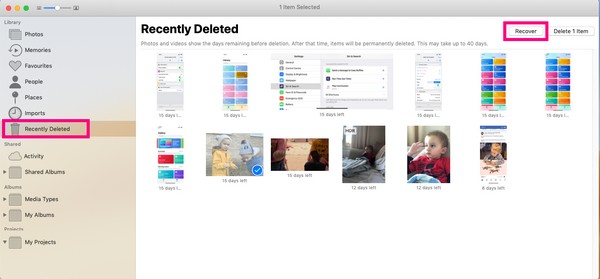 Восстановить удаленные фотографии на Mac из недавно удаленной папки