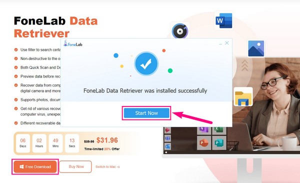 Ubique el sitio web de FoneLab Data Retriever