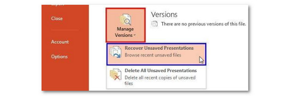 Select Recover Unsaved Documents Button