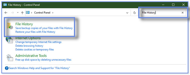 [ファイル履歴付きでファイルのバックアップ コピーを保存] ボタンをクリックします