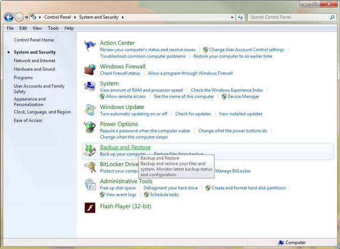 recover files backup and restore