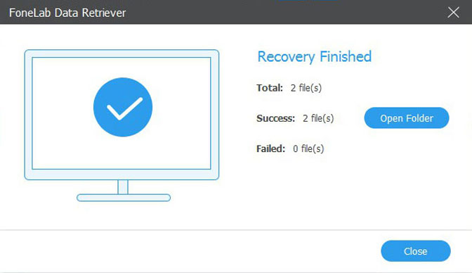 fonelab data retrieve recover finished