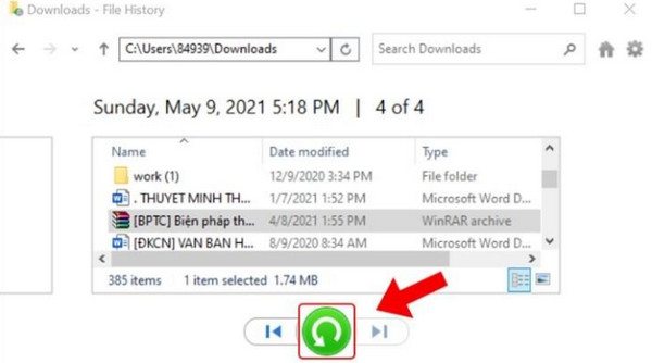 Klicka på Återställ-knappen