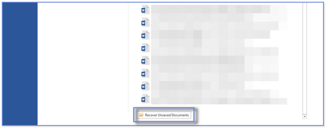 haga clic en el botón Recuperar documentos no guardados