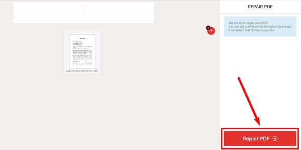 appuyez sur l'onglet Réparer le PDF