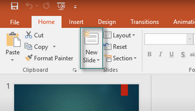 locate the New Slide button