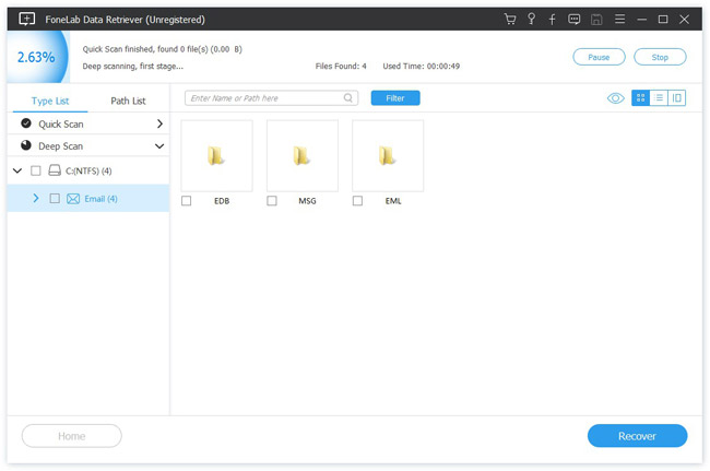 fonelab data retriver skannaus sähköposti