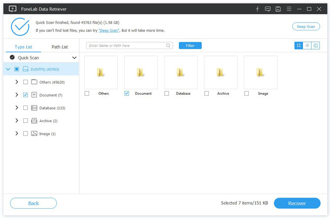 Recover Data from Formatted CD fonelab choose data