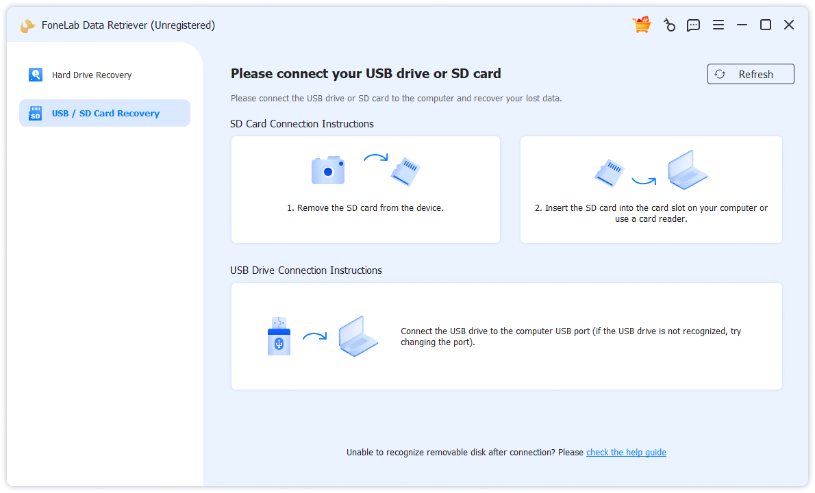 data retriever sd cardd main interface