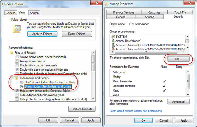 show hidden pst file