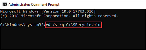 Reset Recycle Bin Via Command Prompt