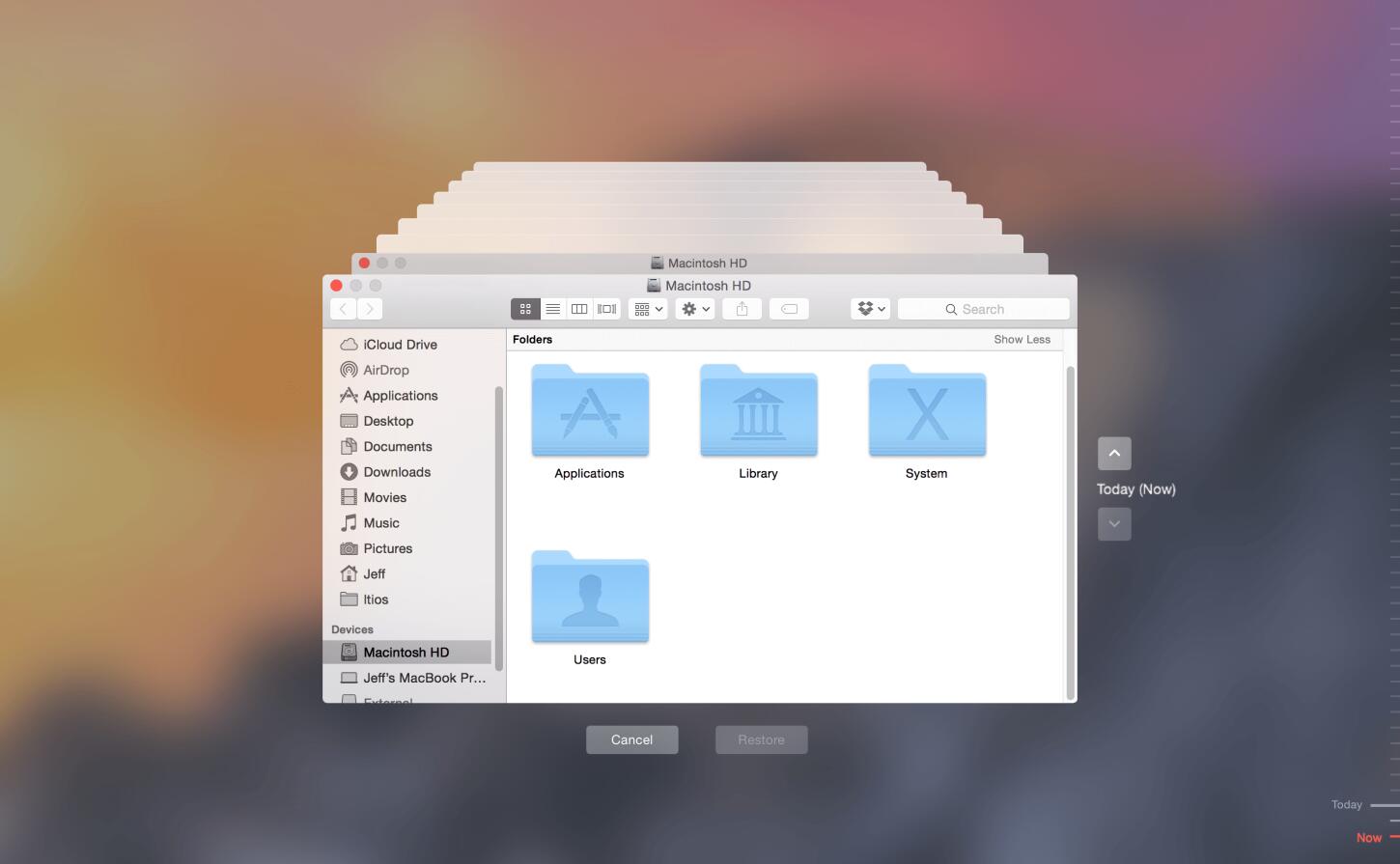 macOS Time Machine settings
