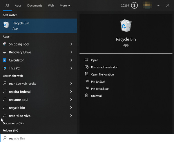 Open Recycle Bin Without The Icon