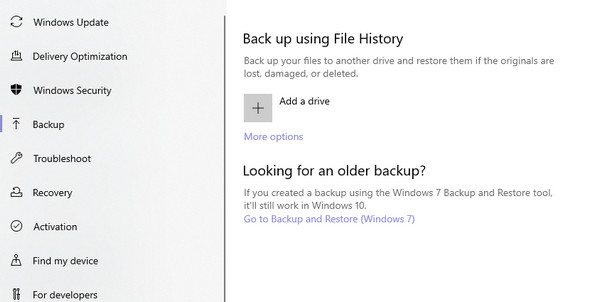 Setting Up File History