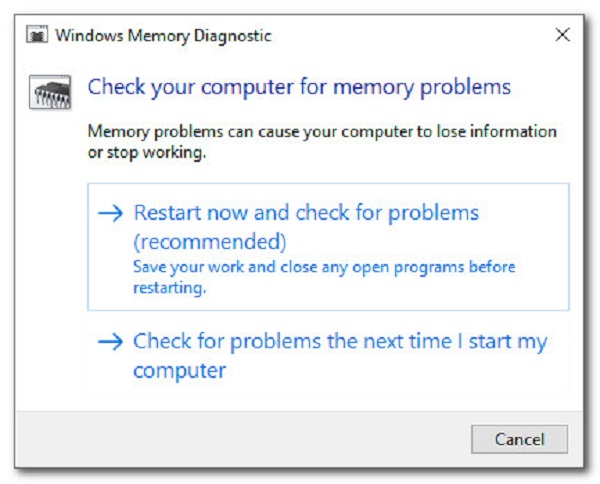 etapas de diagnóstico de memória