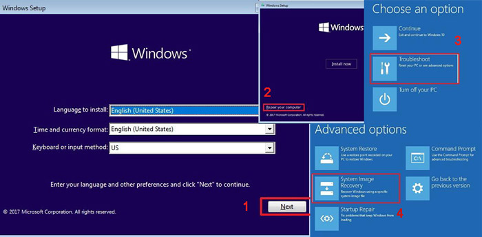 interfaccia di installazione di Windows