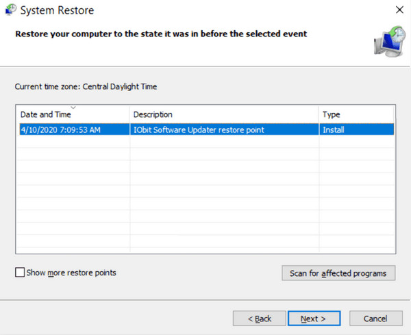 Restore If Windows Boots Normally