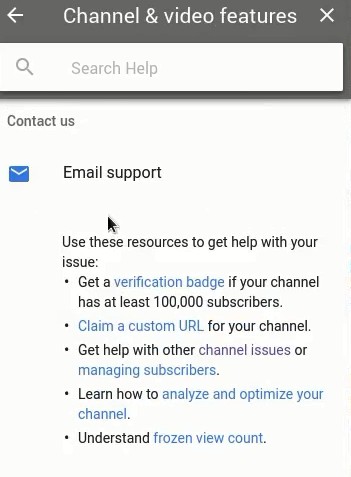 youtube email support