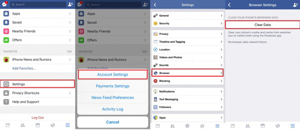 Facebookキャッシュをクリア