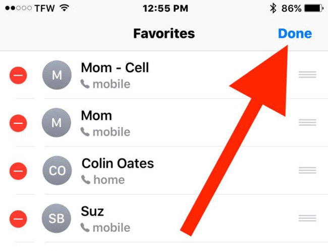 Supprimer le contact des favoris sur l'application iPhone