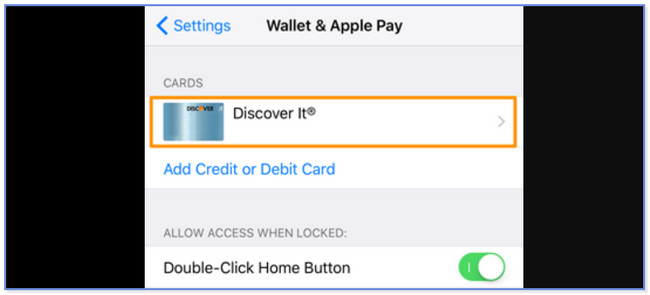 tap card on iphone settings