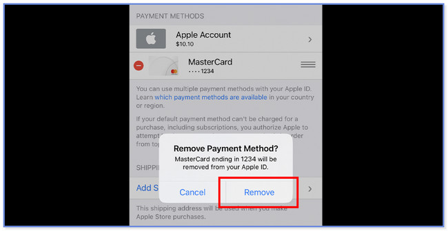 tap remove button on iphone