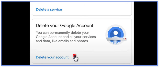 cliquez sur le bouton Supprimer votre compte Google