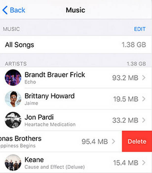 Supprimer des chansons et des films sur les paramètres de l'iPhone