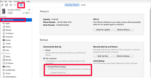 encrypt iphone backup