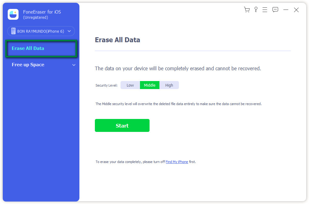 Slett alle data