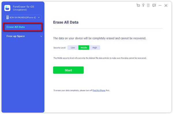 radera all data