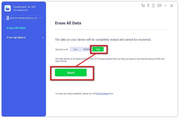 erase level and start button