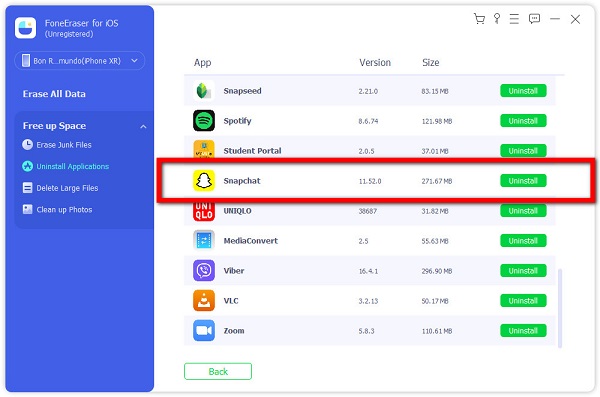 désinstaller Snapchat