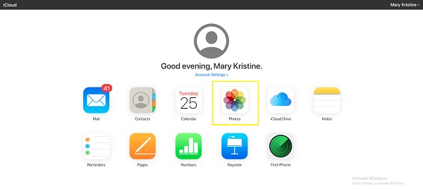 interface of iCloud