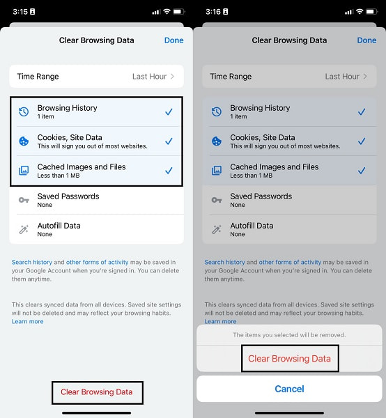 Clear Browsing Data