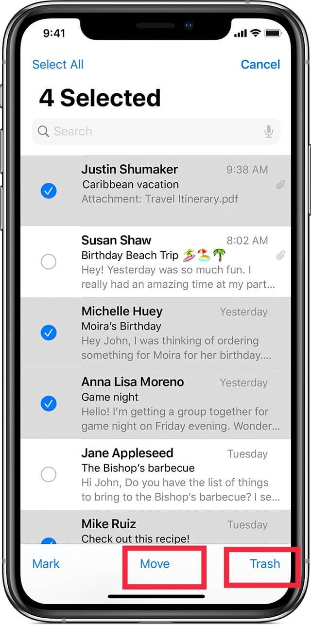 Delete Multiple Email on iPhone