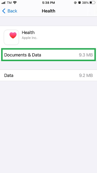 documento y datos de iphone