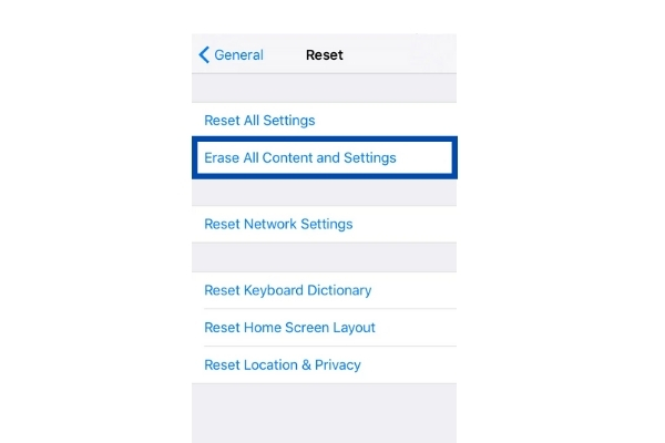 iphone erase all content and settings