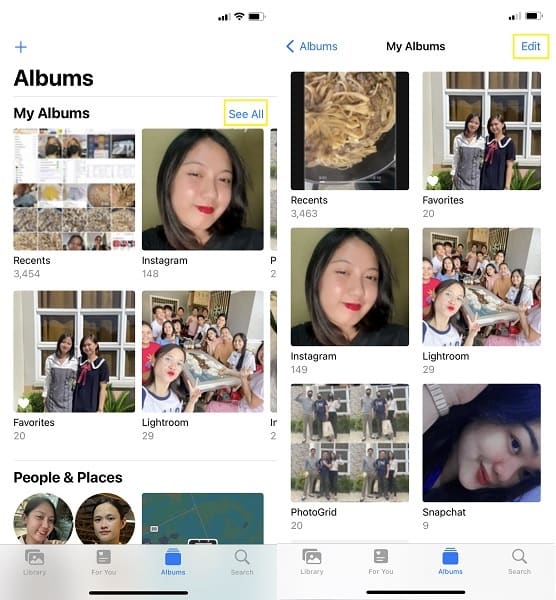 tap the Edit menu