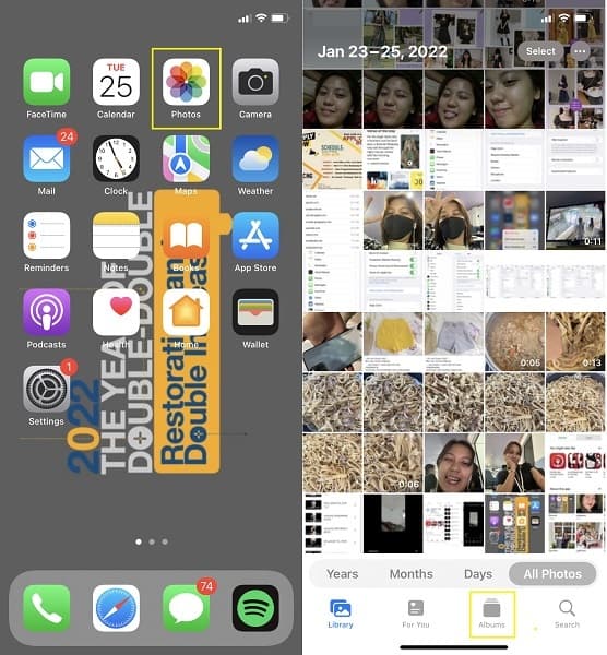 open your iPhone's Photos app and head to Albums.<
