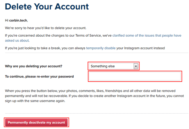 How to temporarily deactivate instagram on iphone