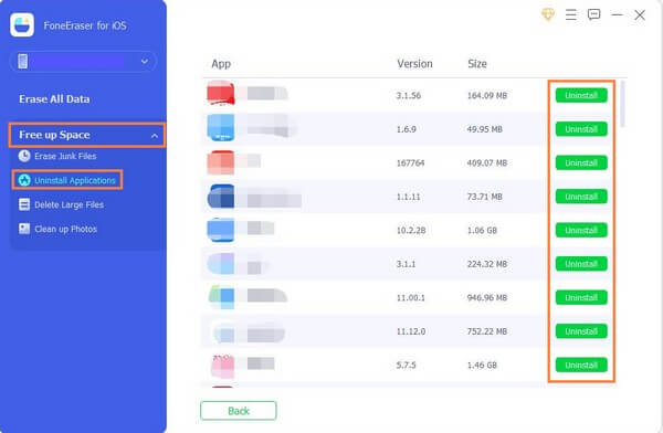 Välj alternativet Avinstallera applikationer