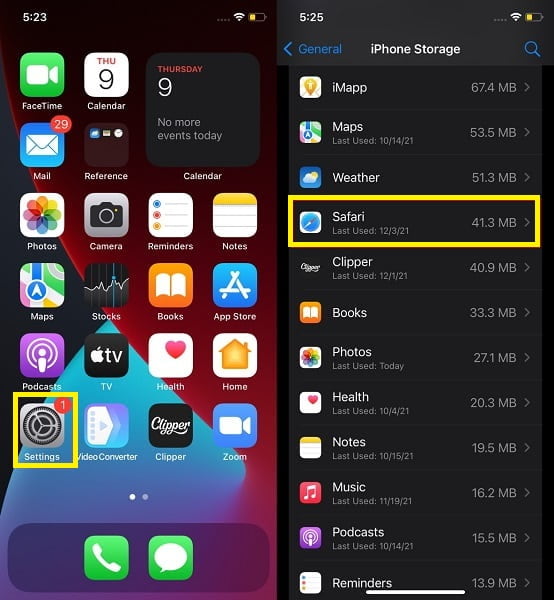 tap Safari on your iPhone's Settings app