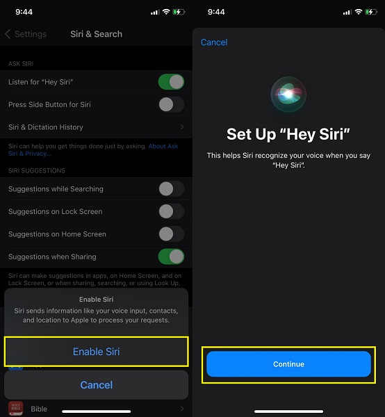 Siri inschakelen