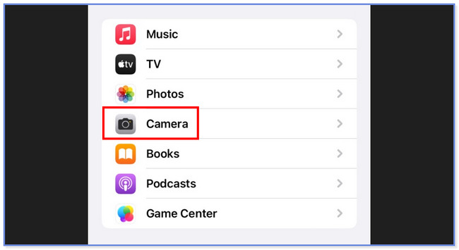 πατήστε το εικονίδιο κάμερας στις ρυθμίσεις του iPhone