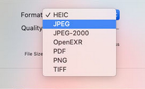 choose to export your heic files to jpeg