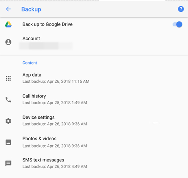 sms de backup para a conta do google