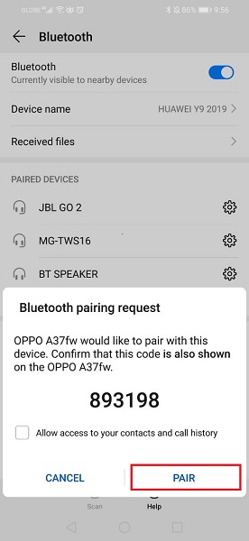 Bluetooth párosítás