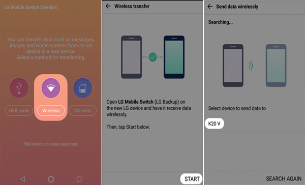 överföra data via LG mobil switch