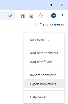 pc chrome export bookmarks